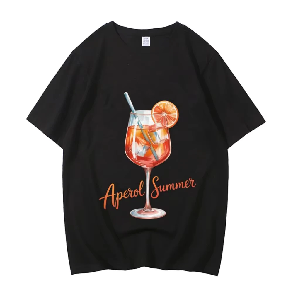 Camiseta de algodón Aperol Spritz para adolescentes, camiseta Harajuku colorida a la moda de los años 2000, estilo hip hop, ropa de calle psicodélica con gráficos