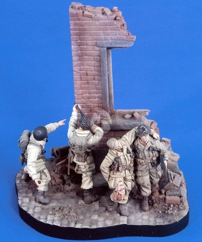 

Масштаб 1/35, литая под давлением фигурка из смолы, модель комплекта, Нормандия, воздушно-десантная битва, 4 фигурки и основа сцены, в разобранном виде, неокрашенная