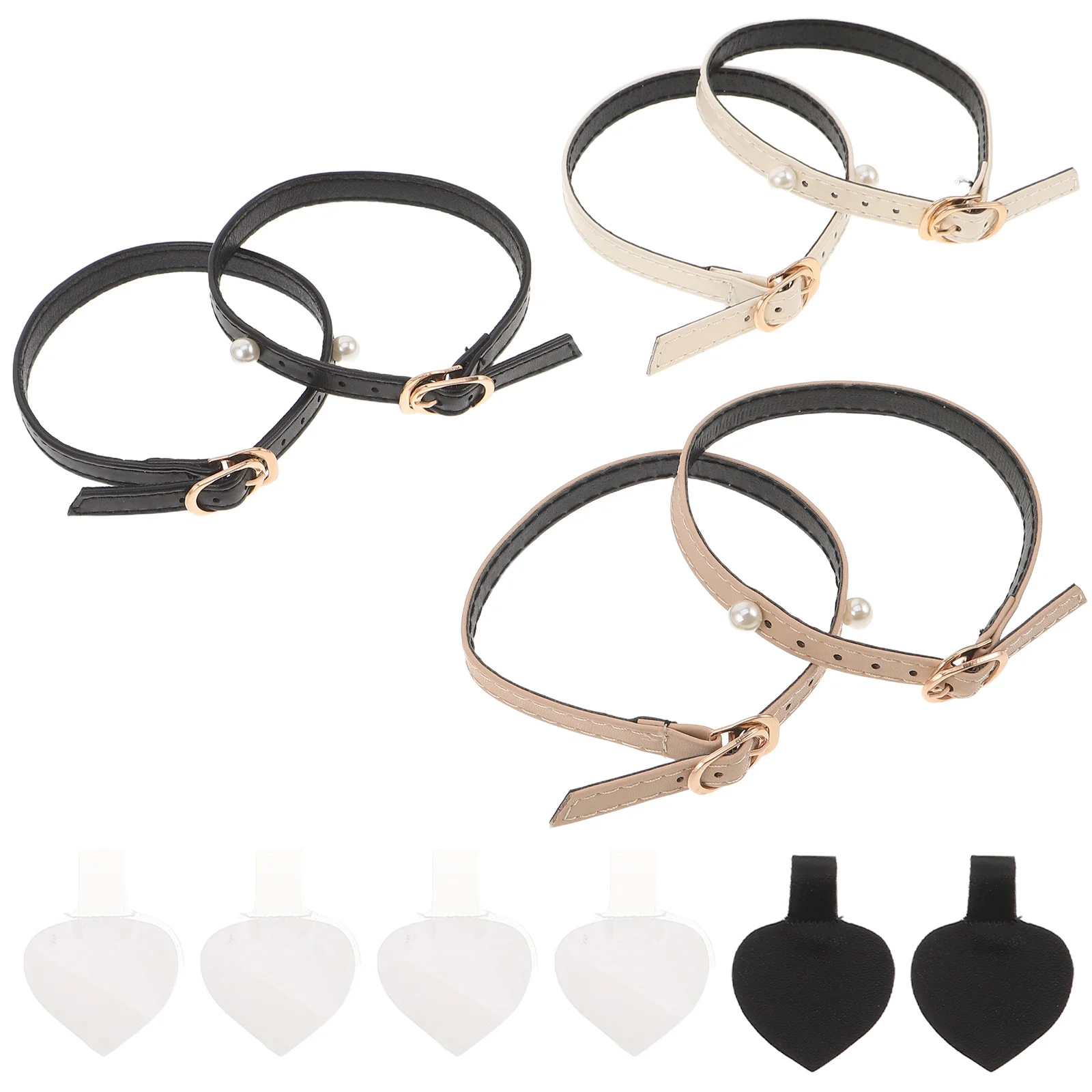 

Shoe Straps For Heels: Artificial Pearl Detachable Pu Anti-Drop Heel Strap Extender Adjustable Ankle Strap For