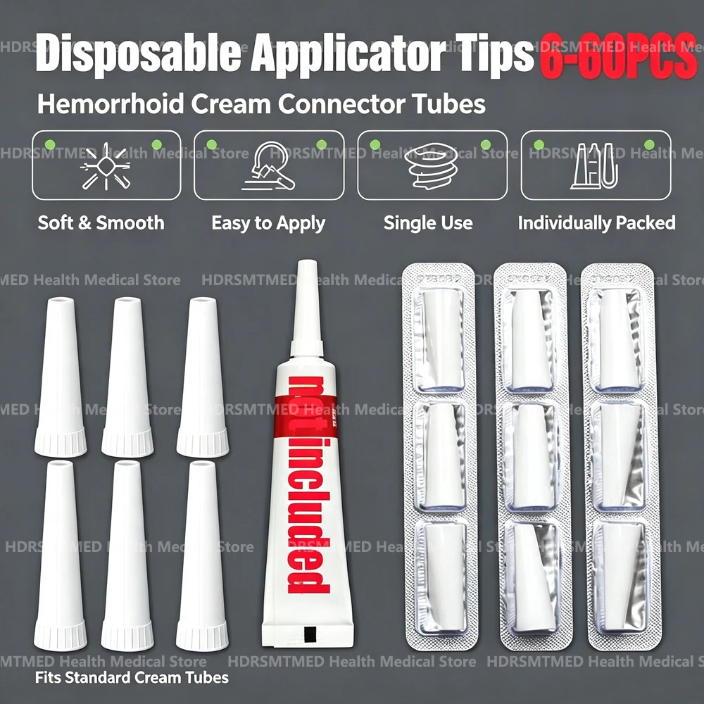 6-60PCS Disposable Hemorrhoid Applicator Hemorrhoids Ointment Squeeze Drug Connection Housekeeper Drug Plug Device Tube Head