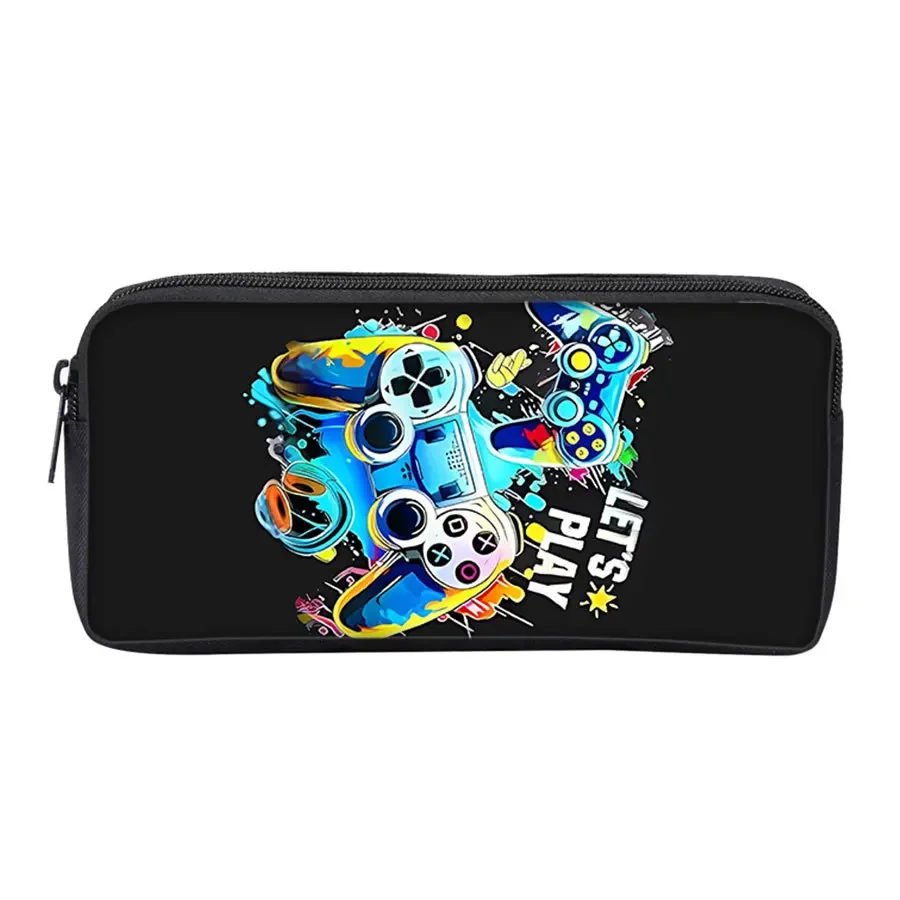 Portable Single Layer Game Controller Pencil Case Student Pen Box Polyester Fiber Easy Carry Durable Pouch for Writing Tools