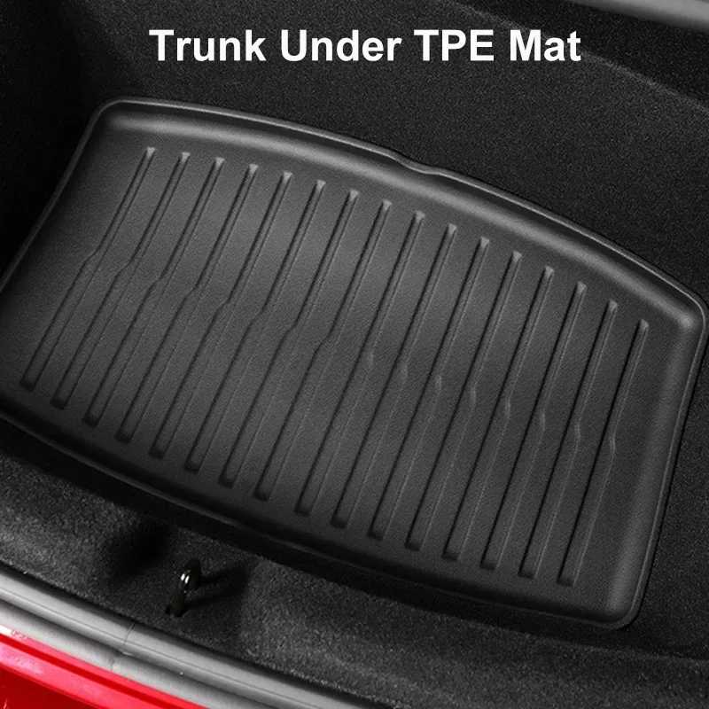 For Tesla Model 3 Highland 2024 Front and Back Trunk Mat TPE Carpet Waterproof Weather-resistant Pads Up and Down Layer Mats