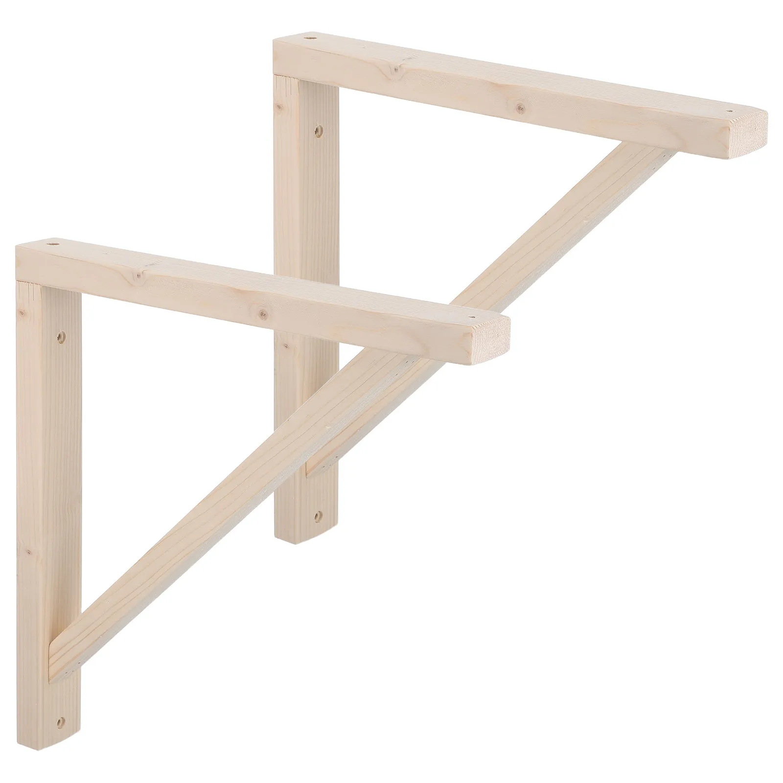 2Pcs Solid Wood Shelf Brackets Triangle Natural Grain Stable Floating Shelf Support for Books Kitchen Spice Rack Doorway Shelves