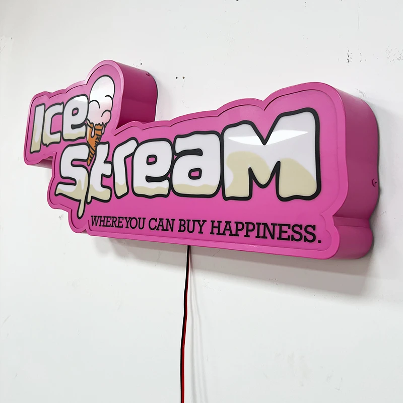 Customized Store Shaped LED Backlit Advertising logo with Edge Wrapped Lightbox