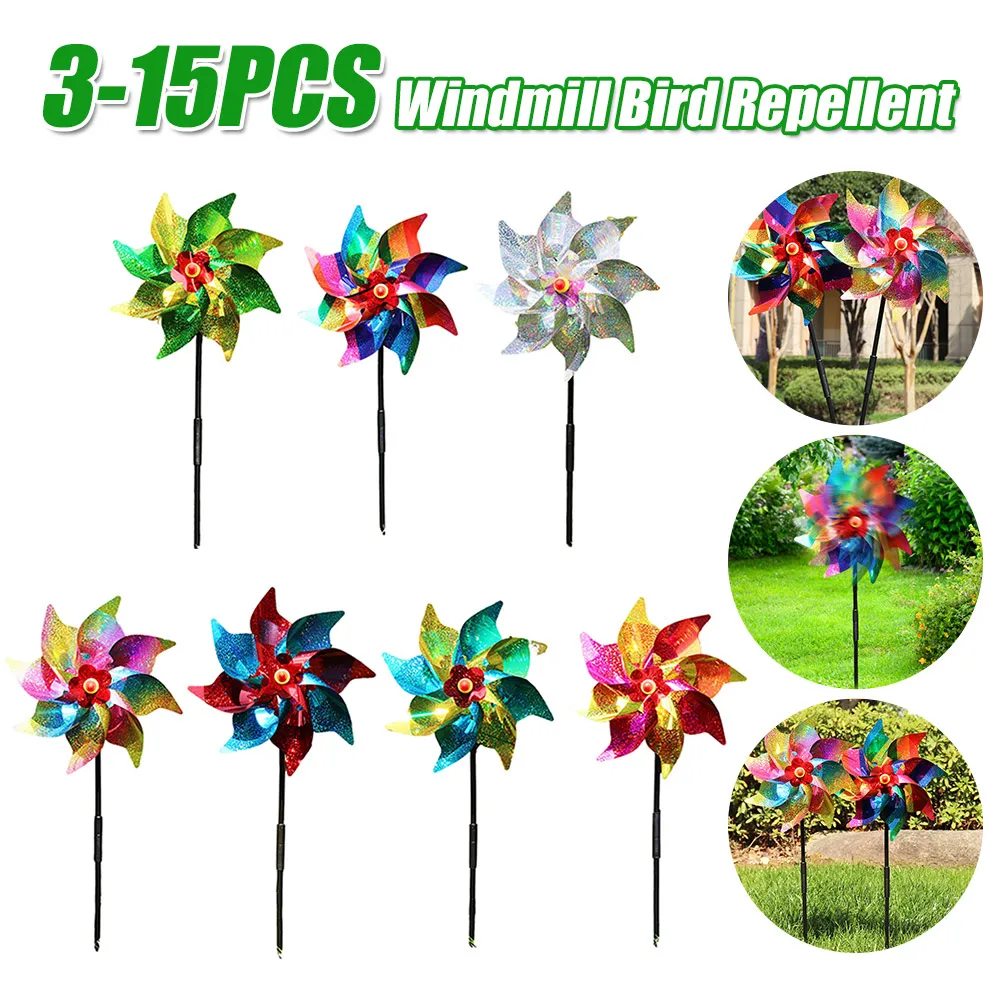 

Ветряная мельница-отпугиватель птиц, декоративное устройство для защиты от птиц, легко устанавливаемое, для детей, для сада и огорода