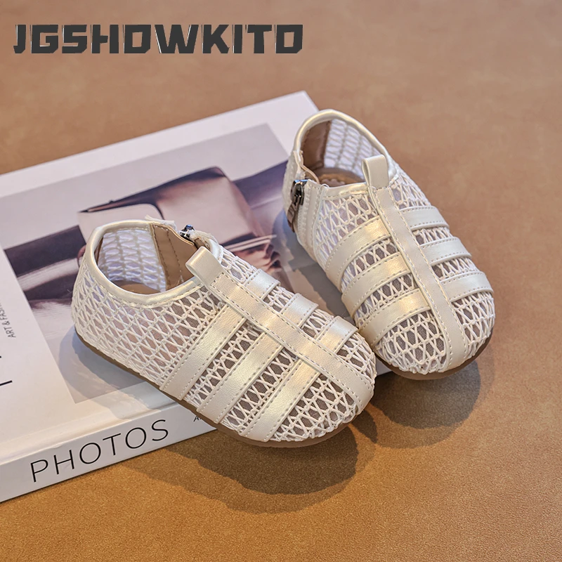 JGSHOWKITO Girls Mesh Flat Shoes Breathable Daily Wear Children Mary Jane Shoes Fashion Lightweight Kids Non-slip Walking Shoes