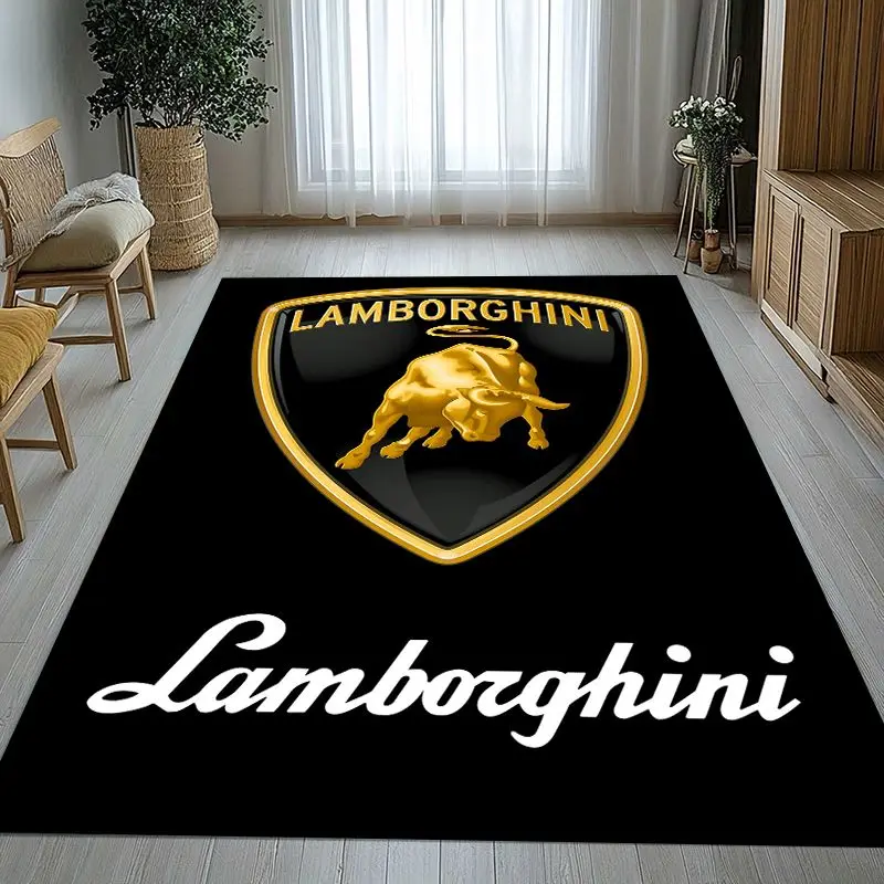 Retro L-Lamborghini Racing Biker Garage Moto Soft Non-Slip Large Area Rug for Living Room,Bedroom Carpet Mat for Sofa,Home Decor