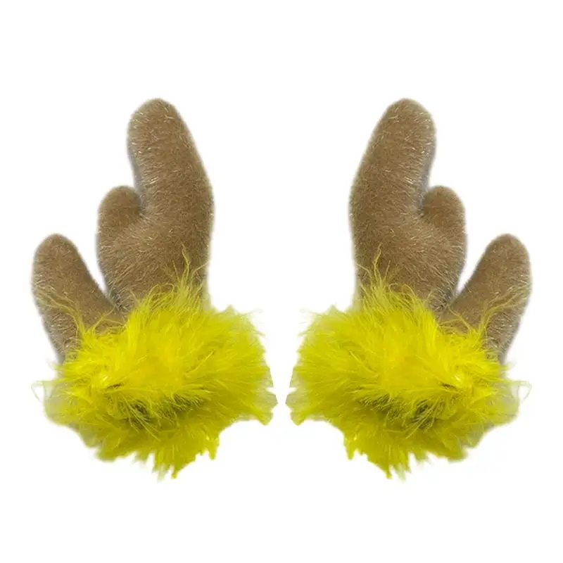 2Pcs Motorcycle Hard Hat Decorations Plush Antler Decorations For Hard Hat Cute Holiday Decor for Cycling Commuting Adhesive