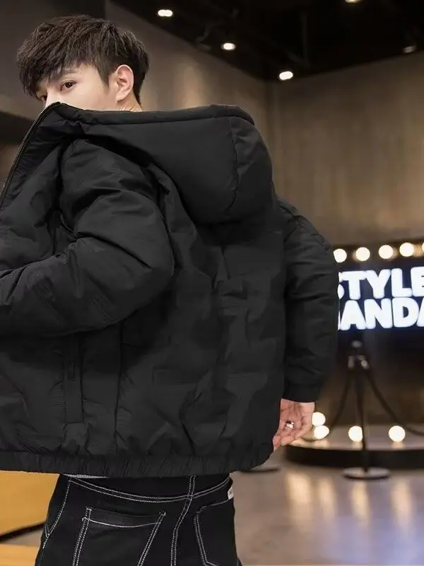 

New 2025 Men's Thiened Warm Cotton Jaet Winter Casual Bread Sle Spor Trendy Brand Outerwear Knot Element