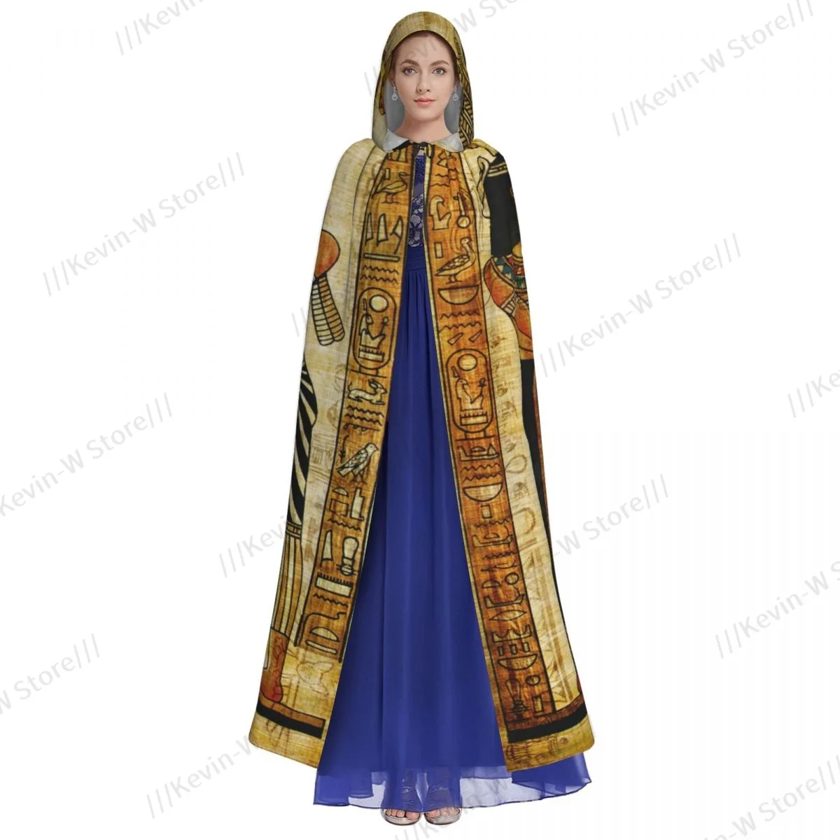 Ancient Papyrus Hooded Cloak Polyester Unisex Witch Cape Costume Accessory