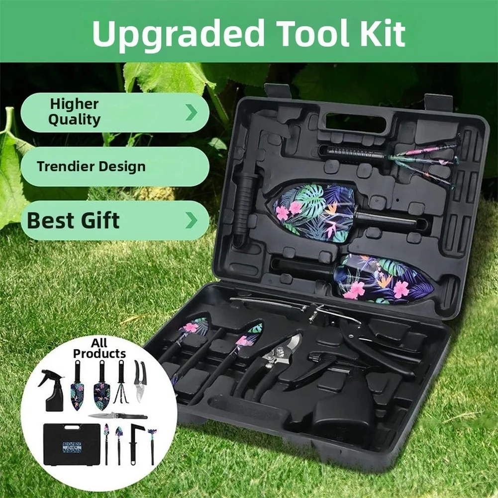 10 Piece For Gardening Essentials Kit with Ergonomic Grip Tools for Digging Planting Pruning and Soil Aeration