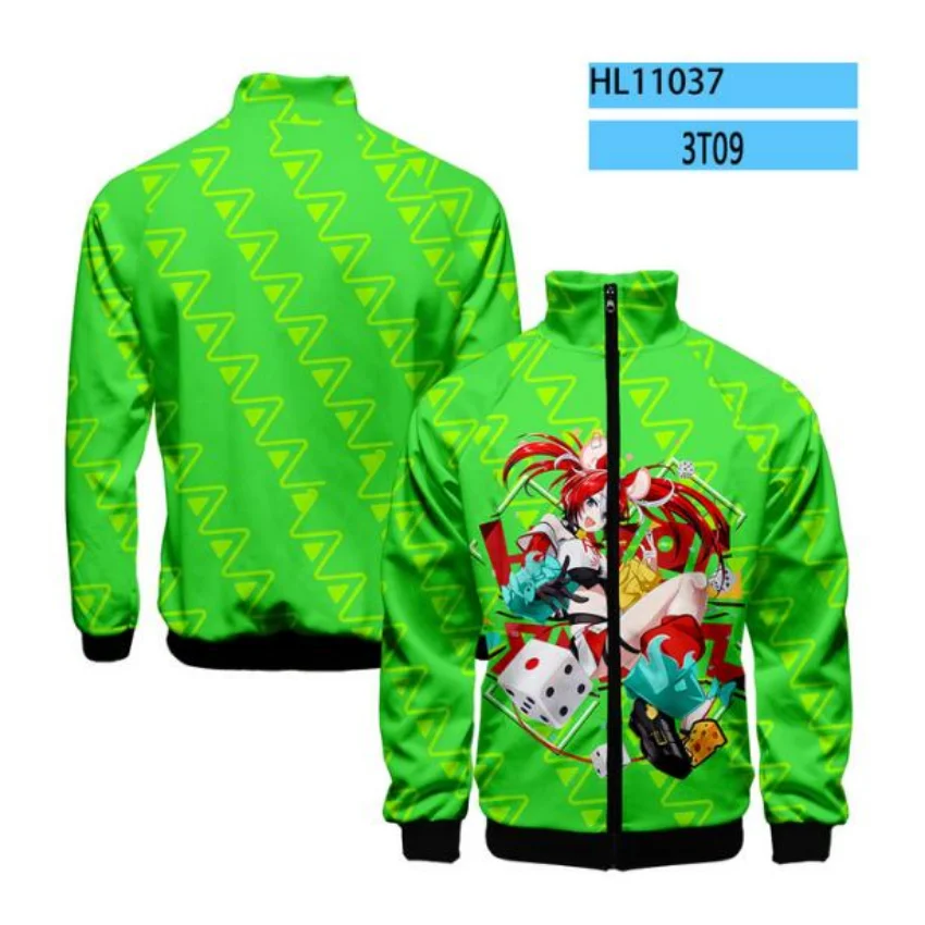 Hakos Baelz 3D Baseball Jacket Men Bomber Jacket Harajuku Hip Hop Hoodie Casual Stand Collar Zipper Sweatshirt Casual Sportswear