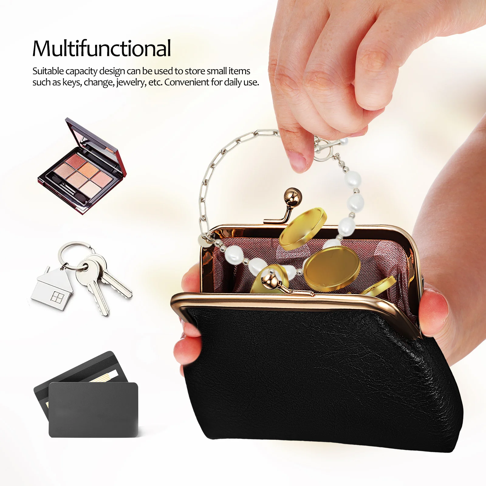

2pcs Mini Wallet Small Pu Coin Purse Portable For Women Travel Daily Use Keys Storage Bag Clasp Closure Lightweight