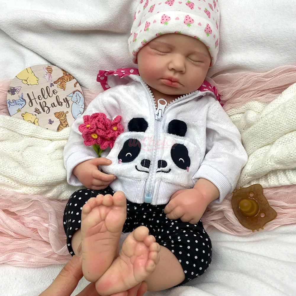Open Mouth 20" Handmade Lifelike Reborn Baby Girl/Boy Reborn Premature Baby Lifelike Silicone Doll Sleeping Newborn Aritist Gift