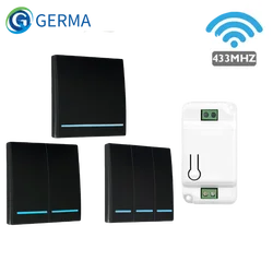 Germa 1/2/3 gang 433mhz universal sem fio interruptor de parede luz controle remoto rf 110v 220v receptor botão casa lâmpada do teto