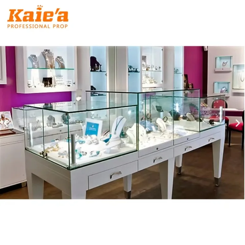 Stainless Steel Jewelry Display Counter Metal Jewelry Shop Display Furniture Jewelry Shop Showcase