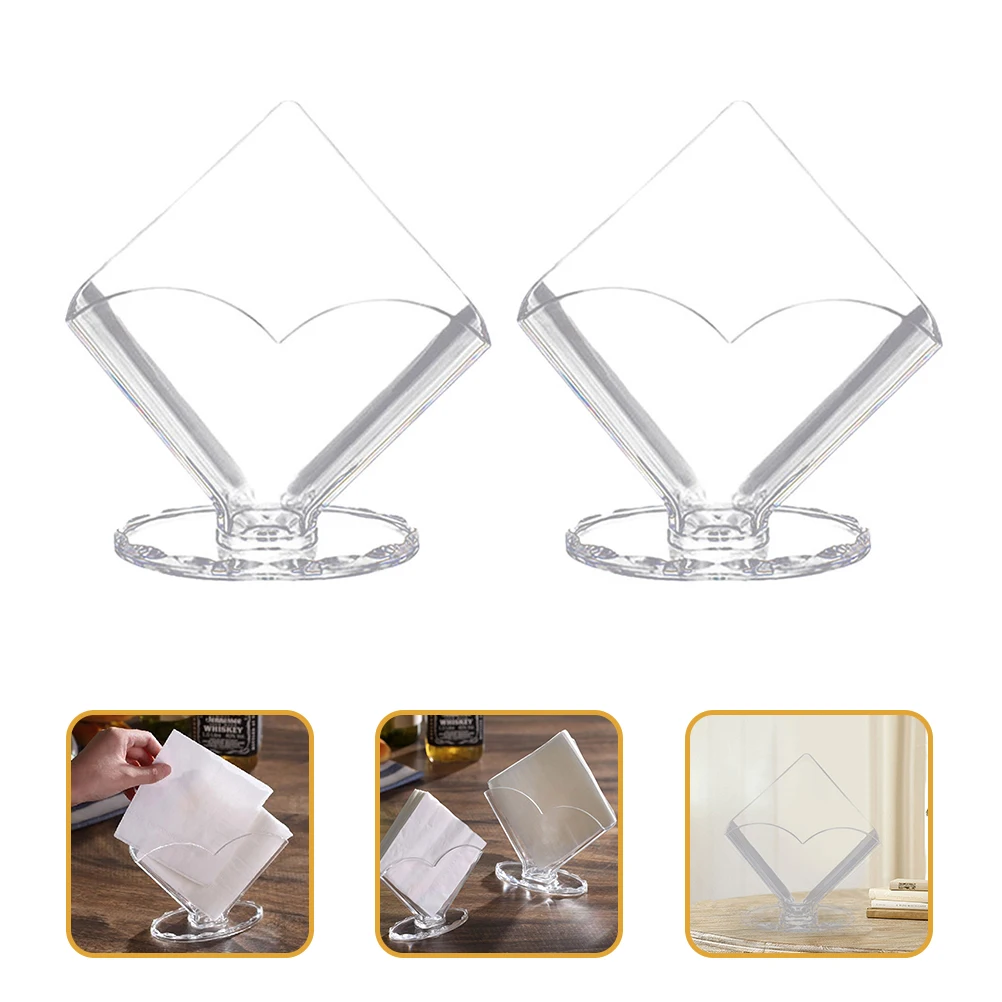 

2Pcs Vertical Napkin Holder Clear Acrylic Stand for Kitchen Bathroom Hotel Desktop Storage Modern Freestanding Paper Towel