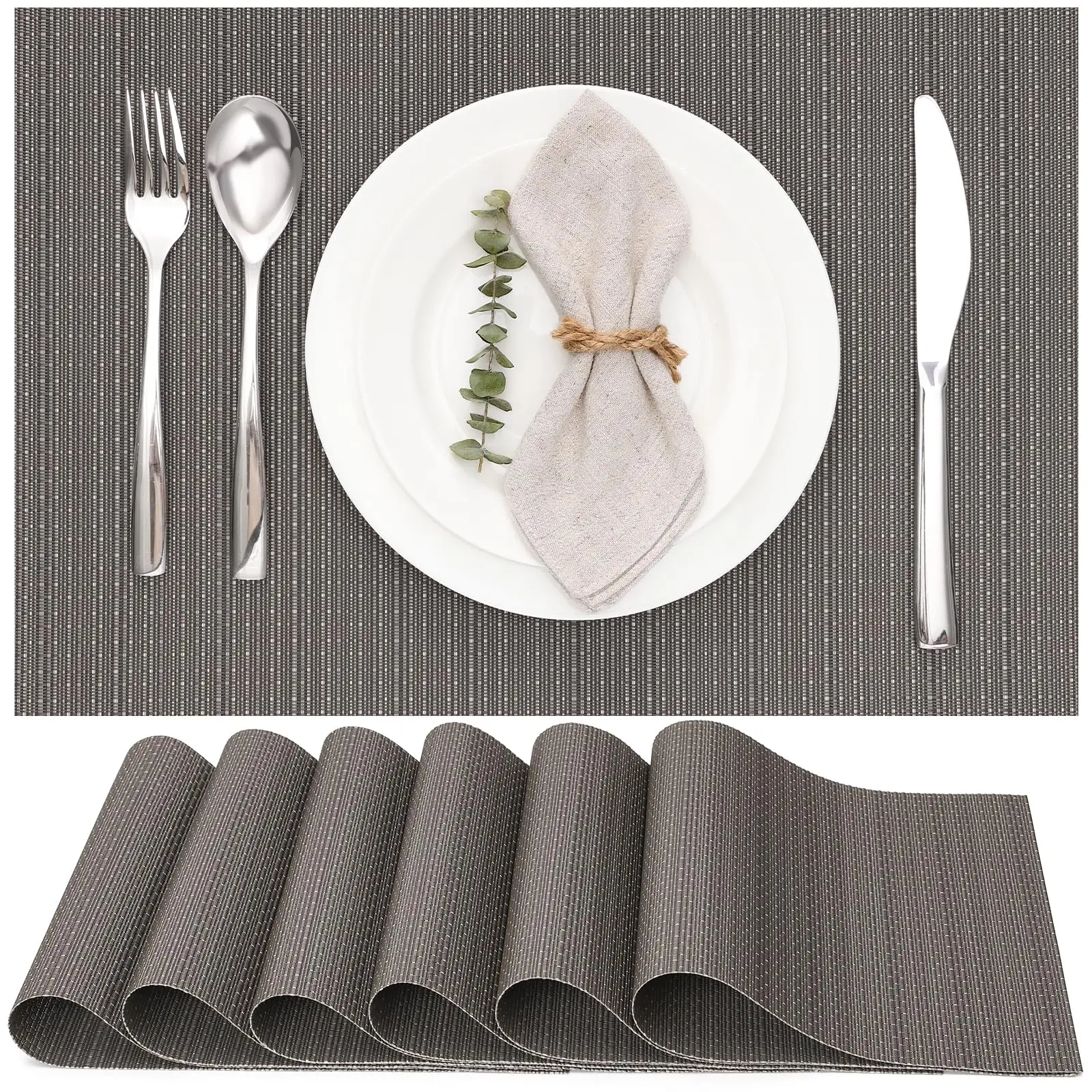 

Place Mats Table Placemats Washable Non-slip Heat Insulation Woven Vinyl for Kitchen Dinning Restaurant 18"X12"