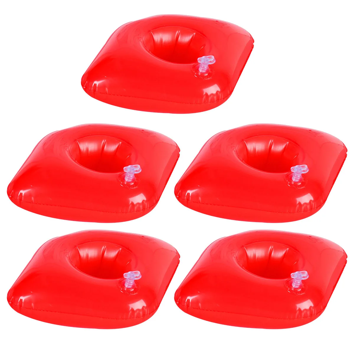 

5PCS Inflatable Cup Holder Floating Mesh Net Pool Hot Water Beer Mat Swim Lightweight PVC Red Party Stable