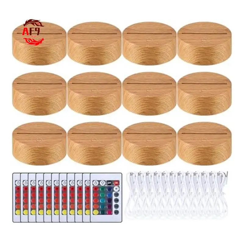 

AF90-Christmas 3D Night LED Lamp Base Gift 16 Colors LED Light Display Base With Remote Control USB Cable Lamp Base