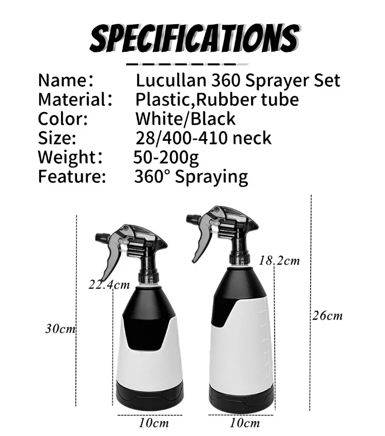 Lucullan 360 ° Allzweck-Wassersprüher Auto-Detailing Säure- und Alkalibeständiges Plastikflaschen-Set Wassersprühwerkzeuge – Detail 4