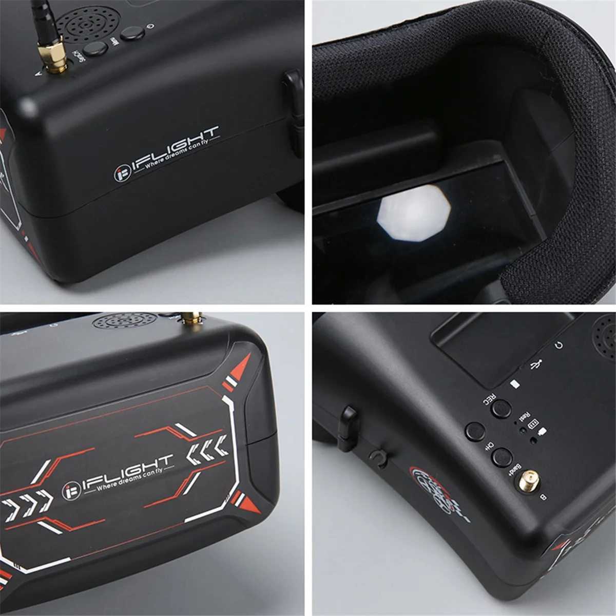 Occhiali FPV A17I da 4,3 pollici 40CH 5,8 GHz con funzione DVR Batteria LIPO incorporata da 3,7 V 2000 mAh per parti di droni FPV RC