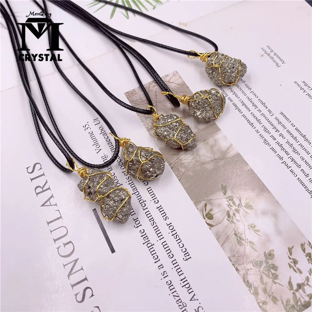 1PC Reiki Natural Pyrite Crystal Winding Ornamen For Women Men Crystal Chalcopyrite Rough Ore Mineral Specimen Ornament