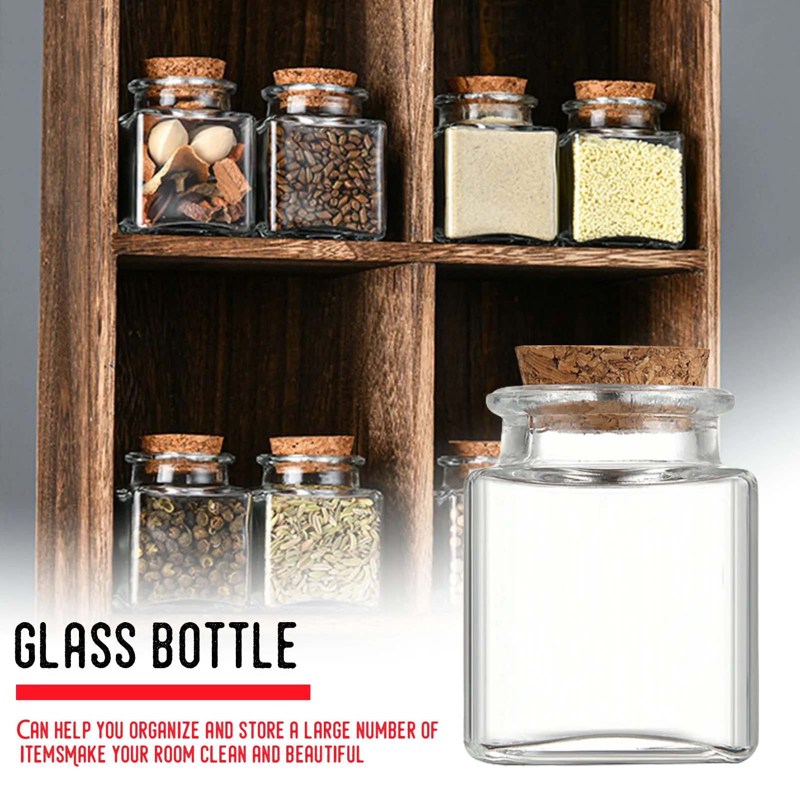 

1/5/10Pcs Glass Storage Jars Kitchen Pantry Organizer with Airtight Lid Spices Sugar Coffee Tea Bottle Dry Food Containers