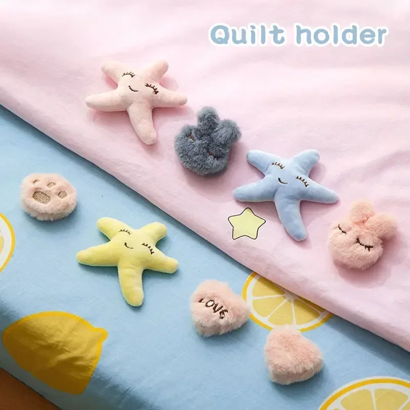 Plush Cartoon Quilt Holder Non-slip Quilt Cartoon Blanket Clip One Key to Unlock Blankets Cover Fastener Clip Holder Bed Sheet