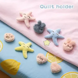 Plush Cartoon Quilt Holder Non-slip Quilt Cartoon Blanket Clip One Key to Unlock Blankets Cover Fastener Clip Holder Bed Sheet