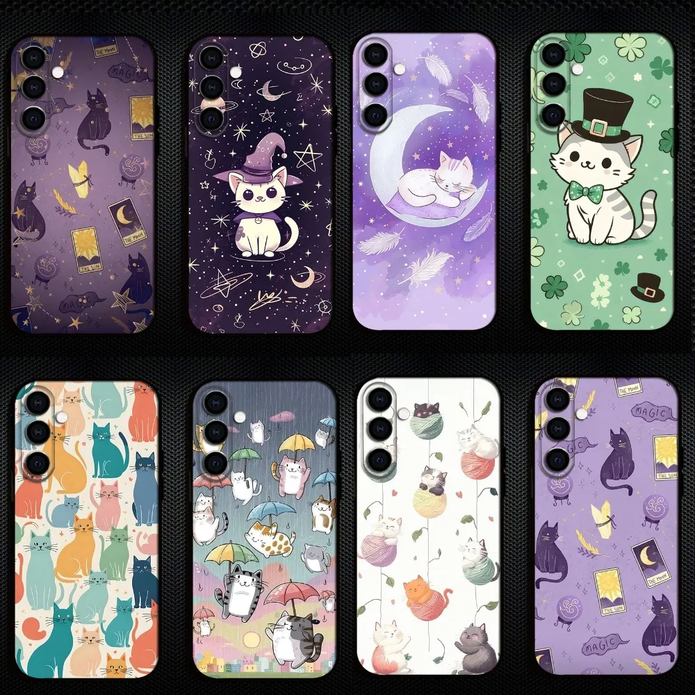 

Kawaii Cat Phone Case For Samsung Galaxy A73/A72/A71/A70/A53/A52/A51/Others Soft Black Shell