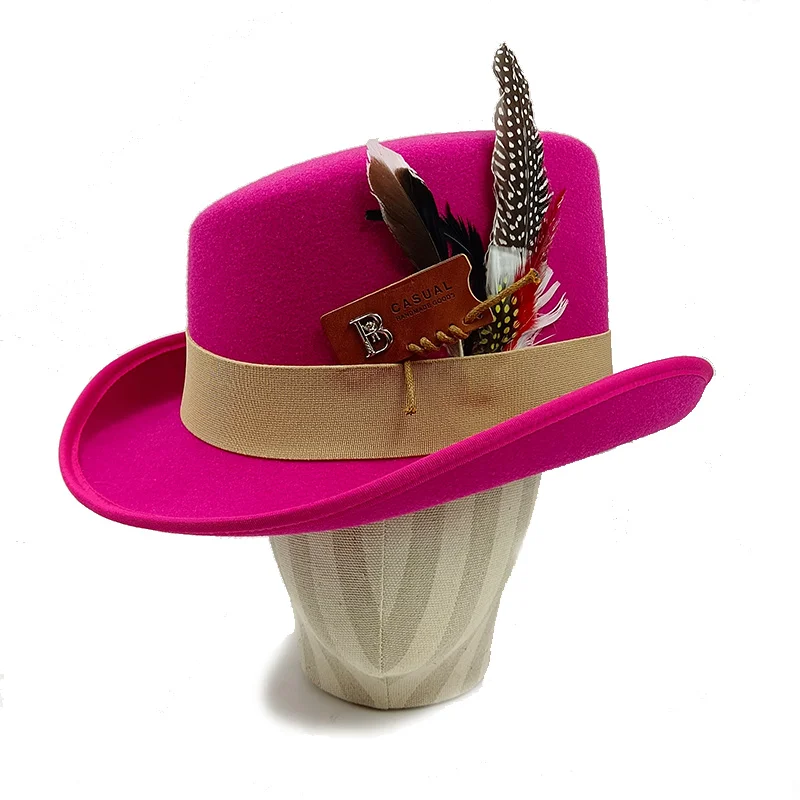 Sombrero de mago negro liso para hombre, sombrero de copa inclinado, caballero con personalidad, sombrero de rizo británico, fiesta, nuevo, 60cm