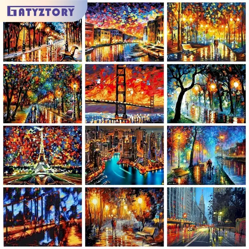 

GATYZTORY 60x75cm Diy Oil Painting By Numbers Colorful House Landscape Paints Kits Drawing Canvas Home Living Room Decor Artwork