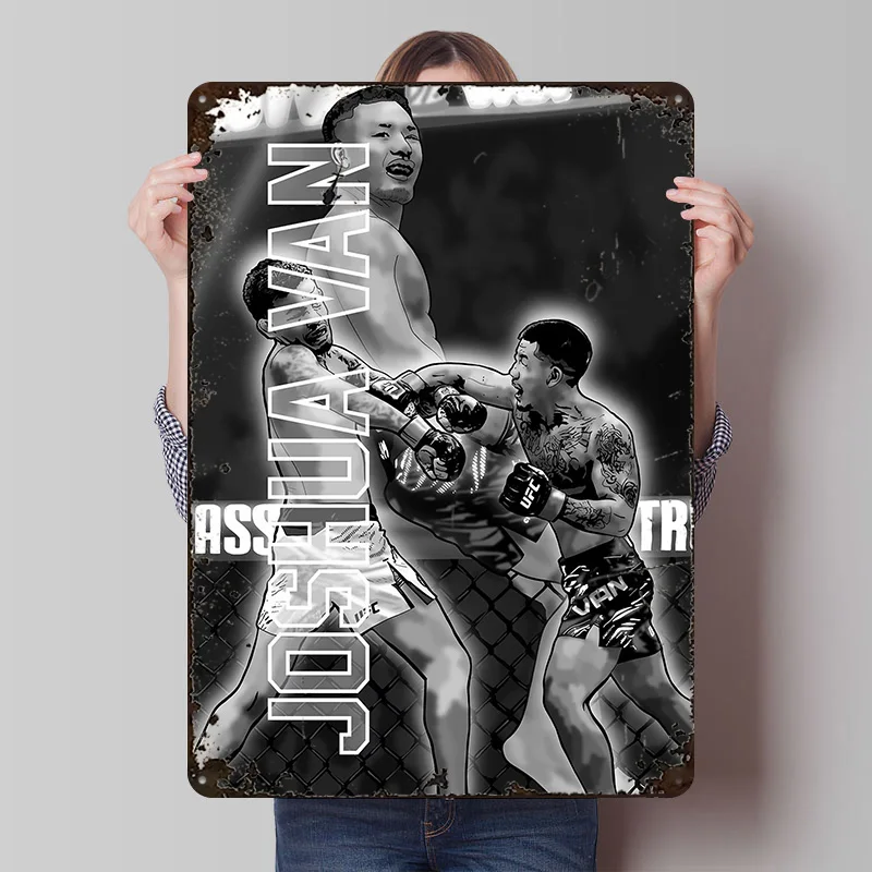 Joshua Van Fight Illustration Printed Poster Customized Wall Art Retro Vintage Metal Tin Signs for Room Home Decor Items House