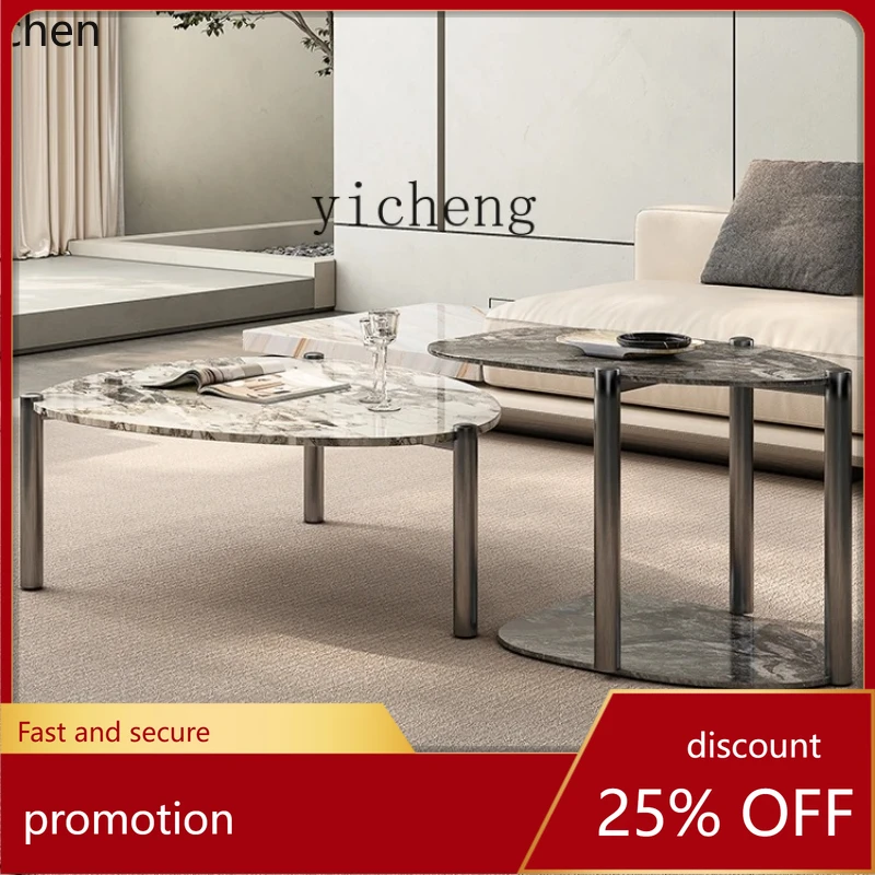 

HXL luxury stone coffee table minimalist combination love coffee table small apartment light luxury coffee table