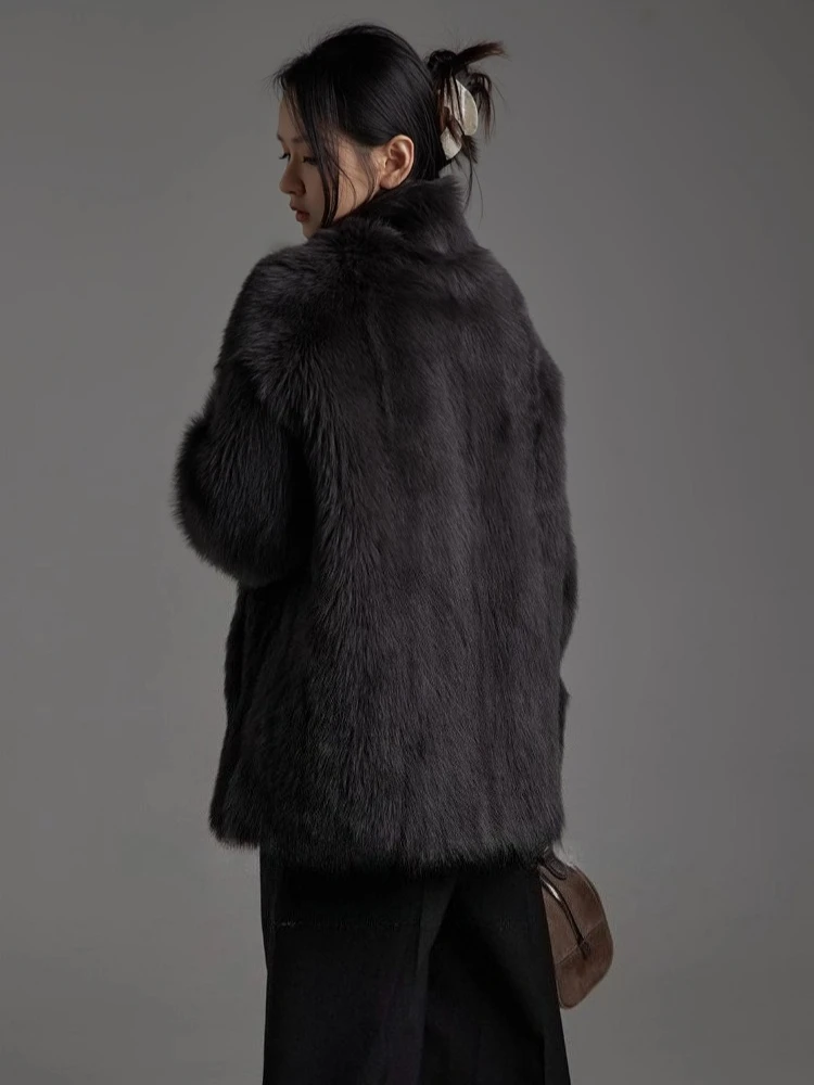 Luksusowe, ekskluzywne zimowe kurtki z futra jagnięcego Toskania dla kobiet, nowe, proste, luźne, puszyste, ciepłe, prawdziwe futro ze skóry naturalnej, kolekcja 2025.