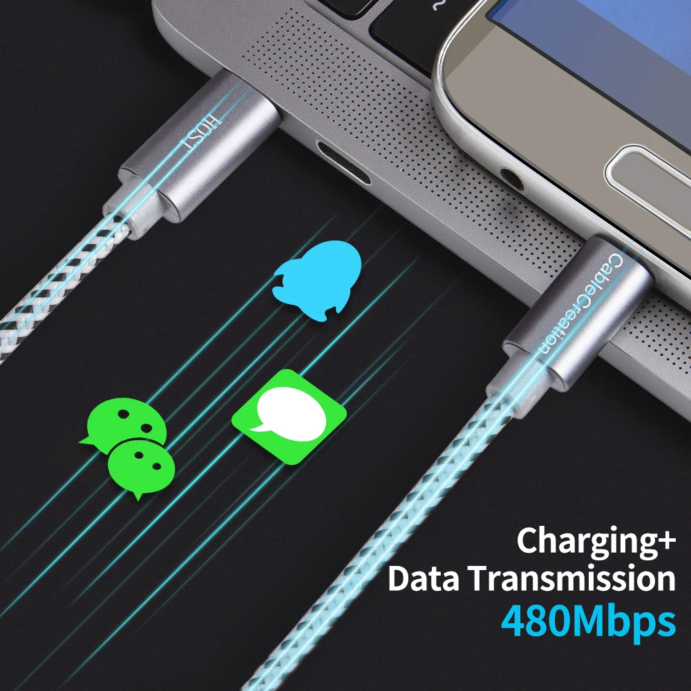 CableCreation Pleciony kabel USB C do Micro USB obsługa OTG predkosc 480Mbps szybkie ladowanie transmisja danych 1M uniwersalny przewód do laptopów smartfonów tabletów i urzadzen mobilnych — zdjęcie produktu 2