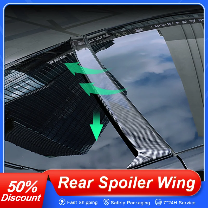 

For Tesla Model Y 2019 2020 2021 2022 Rear Roof Window Trunk Lid Car Spoiler Wing ABS Black Carbon Exterior Accessories Spoiler