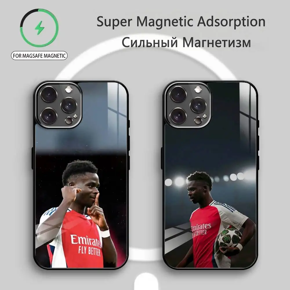 

F-Football Star B-Bukayo S-Saka Phone Case For iPhone17,16,15,14,13,12,11 Plus,Pro Max Magnetic For Magsafe Wireless Charging