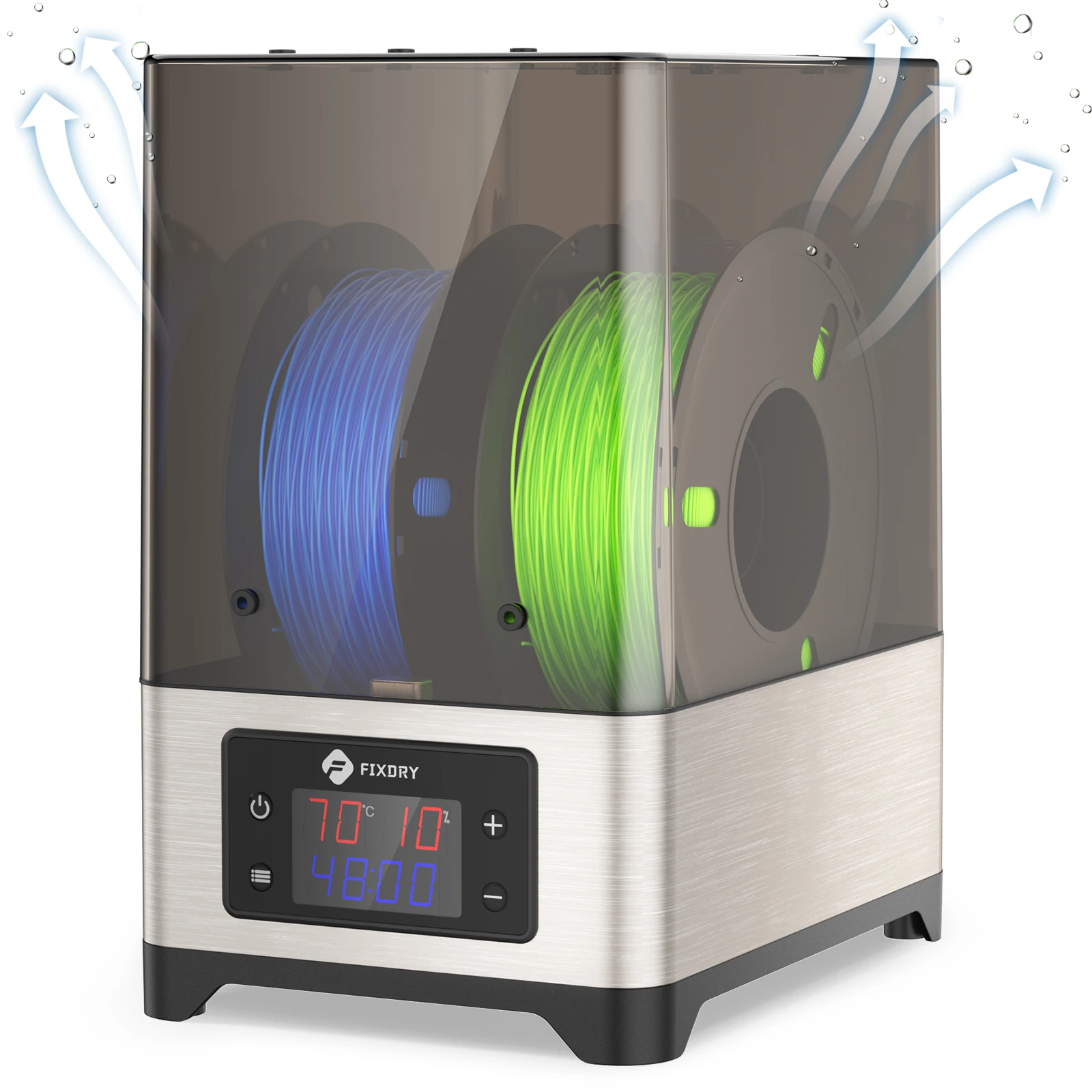 

FIXDRY NT1 Double Spools Filament Dryer with Fan 3KG Filament Keeping Dry Dehydrator Storage Box 45℃-70℃ Heating Temperature