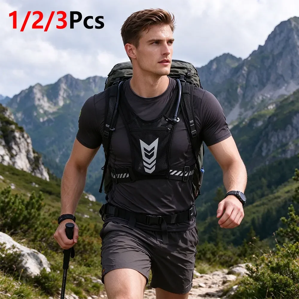1/2/3Pcs Lightweight Trail Running Vest,Reflective Safety Chest Pack with Water Bottle Holder,Quick Dry Workout Vest for Outdoor