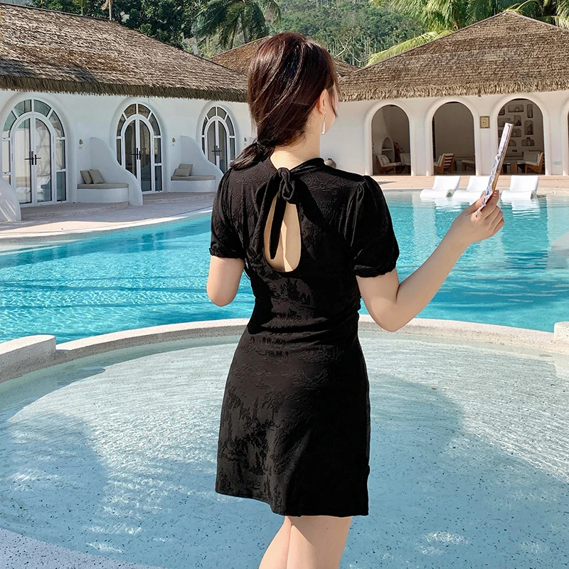New Style Two-piece Swimwear Swimdress for Women Tankini Sets Tummy Control Swim Dresses Belly Boy Shorts Swimsuits with Skirt