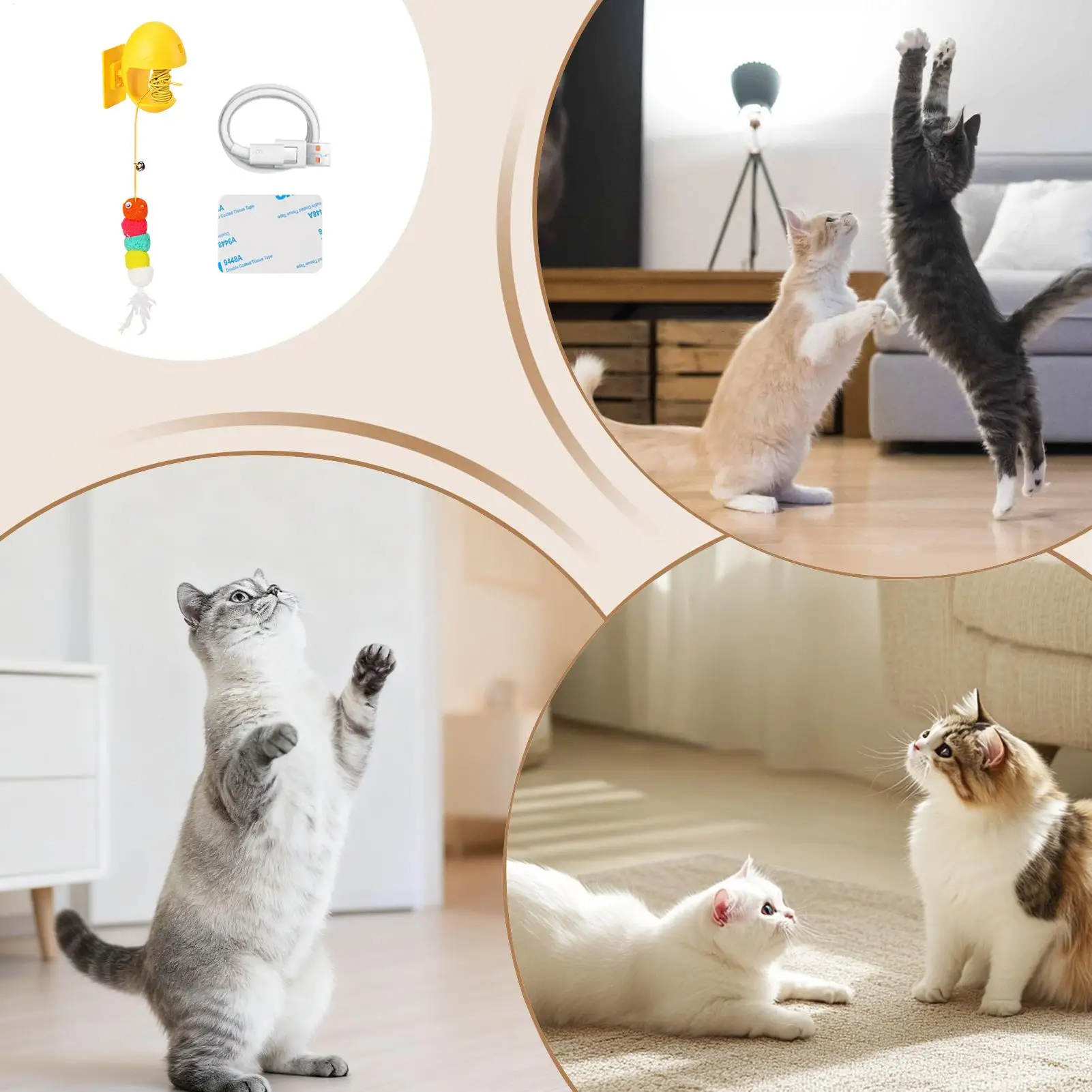 Indoor Cats Rope Toy Electric Teaser With Light And Sound Electric Cat Toy Rope Auto Retracting For Bedroom Study Room Cabinet