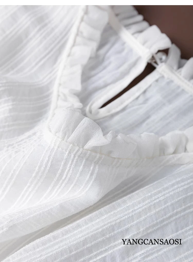 2025 Women's Fashion New Natural 50% Natural Mulberry Silk White French Commuter Long Sleeve Ear Collar Long Sleeve T-shirt