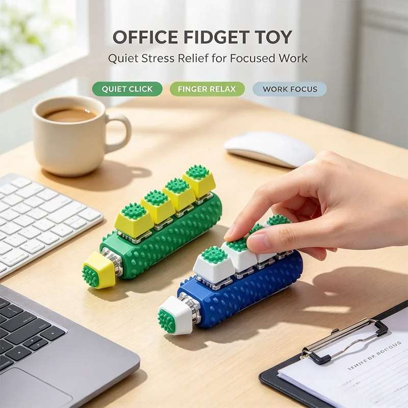 5 Key Spiky Sensory Fidget Clicker Textured Finger Press Fidget Toy Stress Relief Finger Training Quiet Fidget Hand Toy for Gift