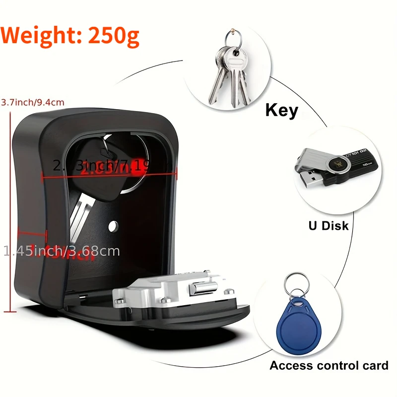 Imagem -06 - Wall Mount Key Armazenamento Secret Box Organizador Digit Combination Senha Código de Segurança Lock no Key Home Safe