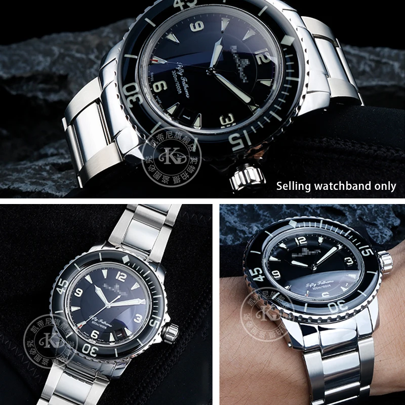 حزام فولاذي دقيق عالي الجودة لسلسلة BLANCPAIN 50 5015 من الفولاذ المقاوم للصدأ منحني ملحقات ساعة فولاذية دقيقة 23 مللي متر #4