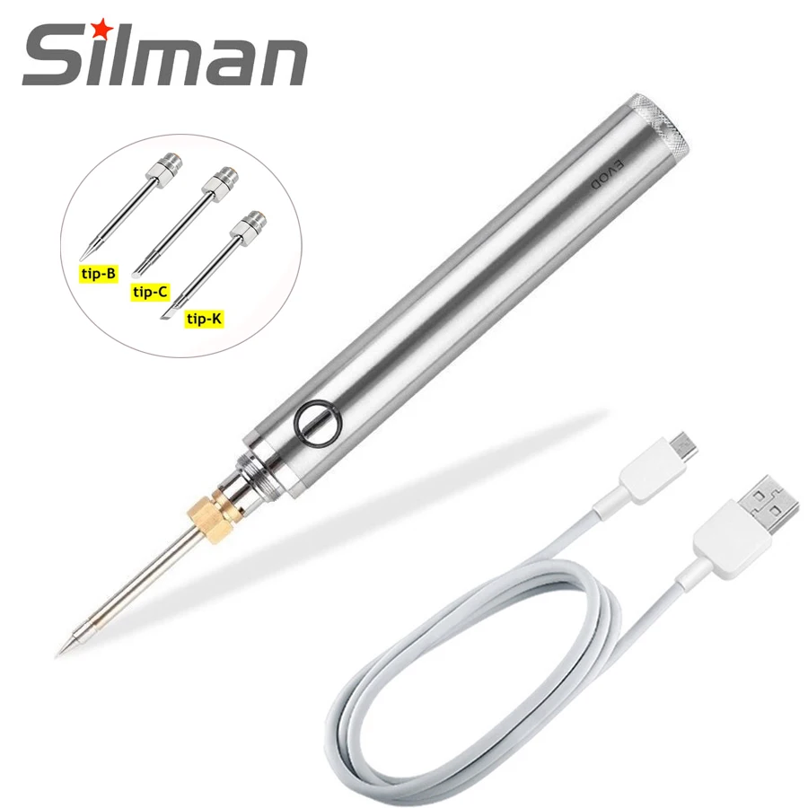 

Cordless soldering iron Pen Portable rechargeable and Temperature Adjustment soldering iron USB 5V 8W Electric Powered Tip Kit