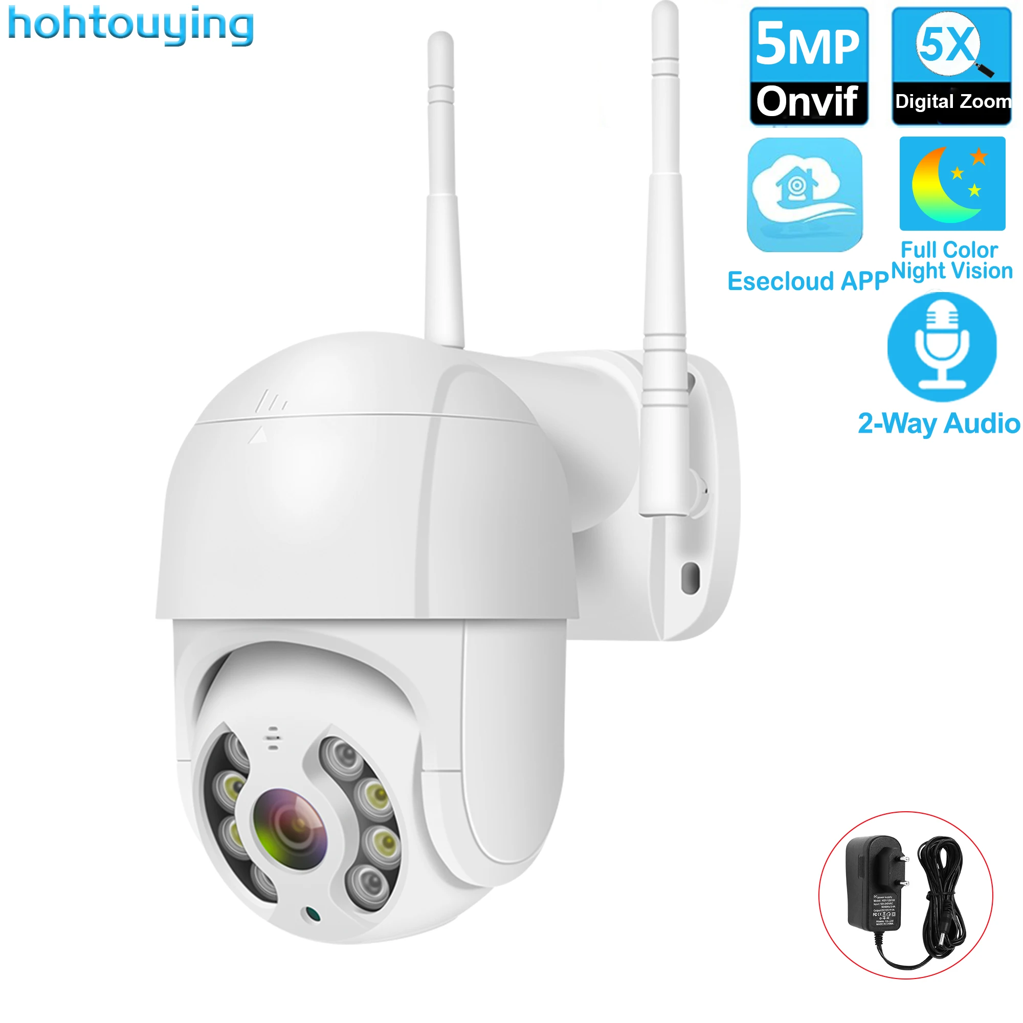 

5MP 2.0" Wireless PTZ IP Camera WIFI 5X Digital Zoom Outdoor Security Camera for 1080P Wireless NVR Kit IPPro APP P2P