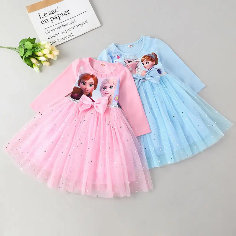 New Fall Dresses for Girls Vestidos Frozen Elsa Dresses Birthday Party Long Sleeve Princess Costume Teen Children\'s Prom Dress